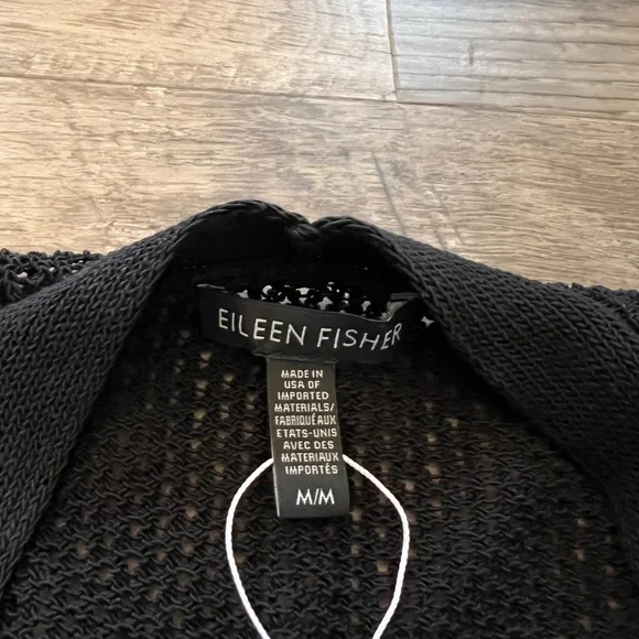 Eileen Fisher Open Front Weave Knit High/Low Short Cardigan Sweater M NWT $358 - Picture 6 of 9